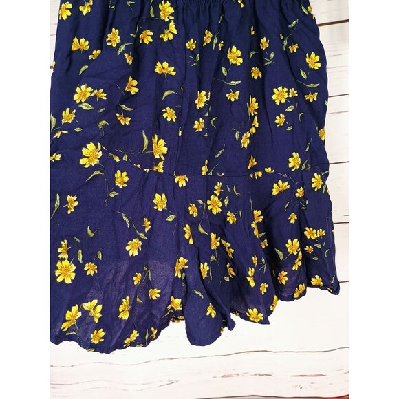 Justify Navy Blue With Yellow Floral Print‎ Strapless Size Medium Romper - Picture 3 of 6